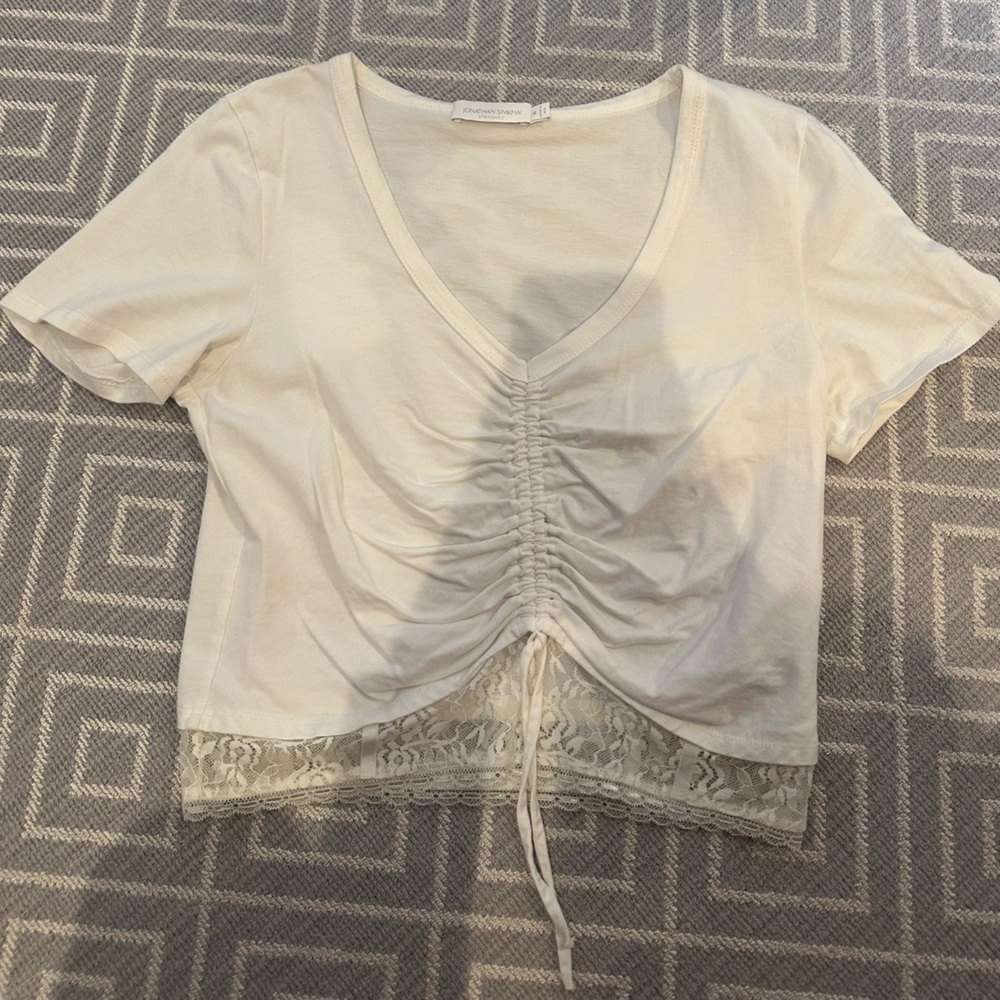 Jonathan Simkhai Cream Lace-Trimmed Chemise
